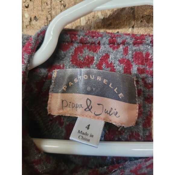 Pastourelle by Pippa and Julie Leopard Top, Girls Size 4 - Picture 2 of 3